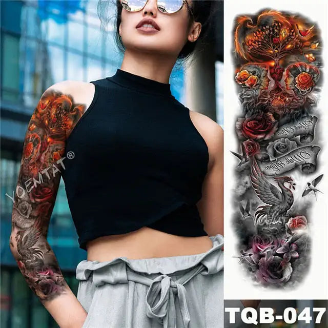 Geisha and Indian Full Arm Tattoo