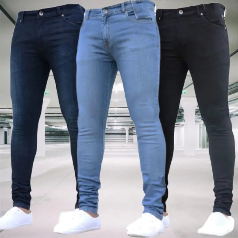 Men's Pants Retro Washing Zipper Stretch Jeans